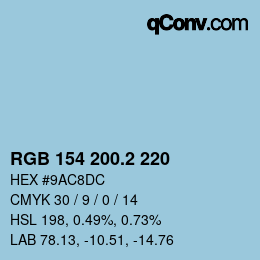 カラーコード: RGB 154 200.2 220 | qconv.com