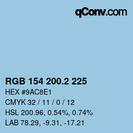 カラーコード: RGB 154 200.2 225 | qconv.com