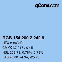 カラーコード: RGB 154 200.2 242.6 | qconv.com