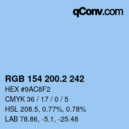 カラーコード: RGB 154 200.2 242 | qconv.com