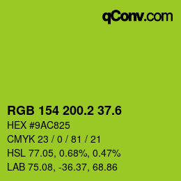 カラーコード: RGB 154 200.2 37.6 | qconv.com