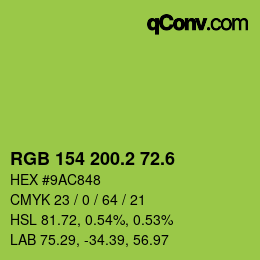 カラーコード: RGB 154 200.2 72.6 | qconv.com