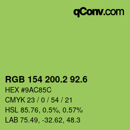 カラーコード: RGB 154 200.2 92.6 | qconv.com