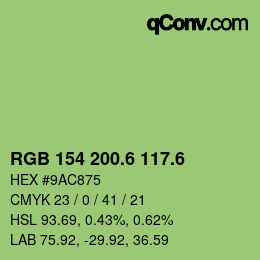 カラーコード: RGB 154 200.6 117.6 | qconv.com