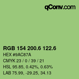 カラーコード: RGB 154 200.6 122.6 | qconv.com