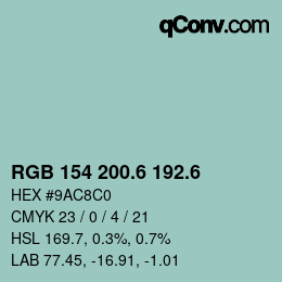 カラーコード: RGB 154 200.6 192.6 | qconv.com