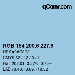 カラーコード: RGB 154 200.6 227.6 | qconv.com