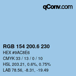 カラーコード: RGB 154 200.6 230 | qconv.com