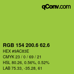 カラーコード: RGB 154 200.6 62.6 | qconv.com