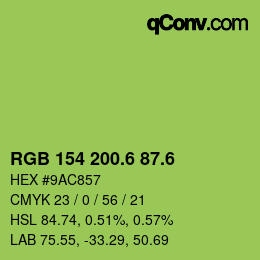 カラーコード: RGB 154 200.6 87.6 | qconv.com