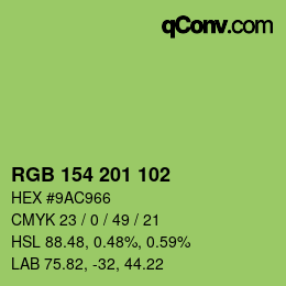 Color code: RGB 154 201 102 | qconv.com