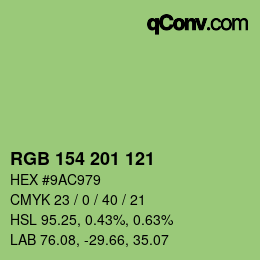 Color code: RGB 154 201 121 | qconv.com
