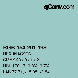 Color code: RGB 154 201 198 | qconv.com