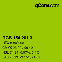Color code: RGB 154 201 3 | qconv.com