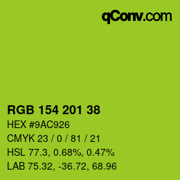 Color code: RGB 154 201 38 | qconv.com