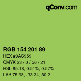 Color code: RGB 154 201 89 | qconv.com