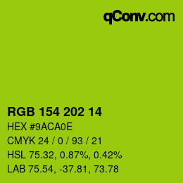 Color code: RGB 154 202 14 | qconv.com