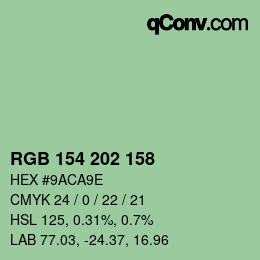 Color code: RGB 154 202 158 | qconv.com