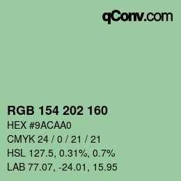 Color code: RGB 154 202 160 | qconv.com