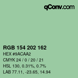 Color code: RGB 154 202 162 | qconv.com
