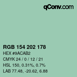 Color code: RGB 154 202 178 | qconv.com