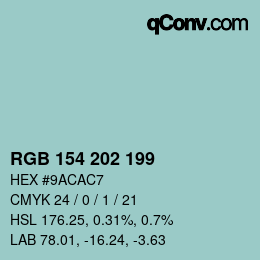Color code: RGB 154 202 199 | qconv.com