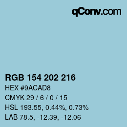Color code: RGB 154 202 216 | qconv.com
