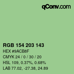カラーコード: RGB 154 203 143 | qconv.com