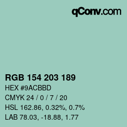 Código de color: RGB 154 203 189 | qconv.com