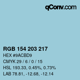 Color code: RGB 154 203 217 | qconv.com