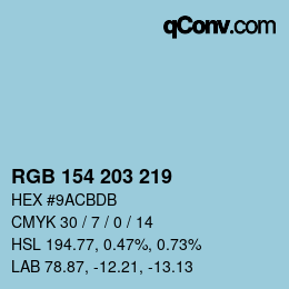 Código de color: RGB 154 203 219 | qconv.com
