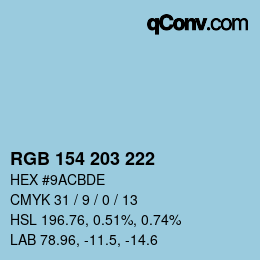 Color code: RGB 154 203 222 | qconv.com