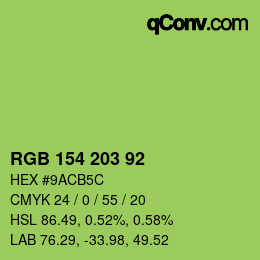 Color code: RGB 154 203 92 | qconv.com