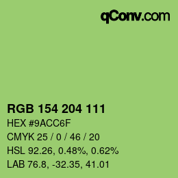 Color code: RGB 154 204 111 | qconv.com