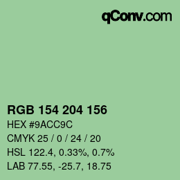 颜色代码: RGB 154 204 156 | qconv.com