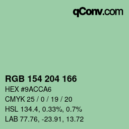 Color code: RGB 154 204 166 | qconv.com