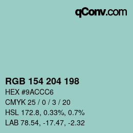 Color code: RGB 154 204 198 | qconv.com