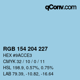 Color code: RGB 154 204 227 | qconv.com