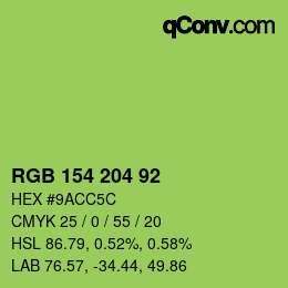Color code: RGB 154 204 92 | qconv.com