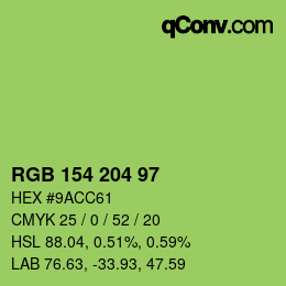 Color code: RGB 154 204 97 | qconv.com
