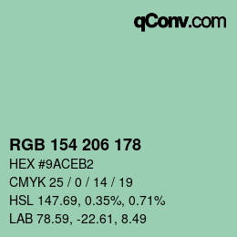 Color code: RGB 154 206 178 | qconv.com