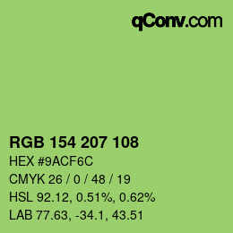 Color code: RGB 154 207 108 | qconv.com