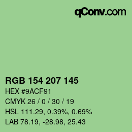 Color code: RGB 154 207 145 | qconv.com