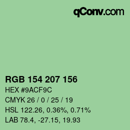 カラーコード: RGB 154 207 156 | qconv.com