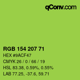 Color code: RGB 154 207 71 | qconv.com