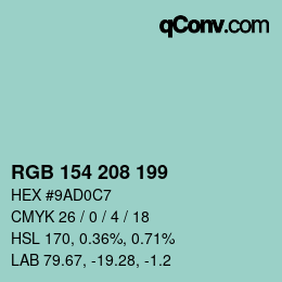 Color code: RGB 154 208 199 | qconv.com