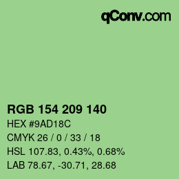Color code: RGB 154 209 140 | qconv.com