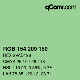カラーコード: RGB 154 209 150 | qconv.com