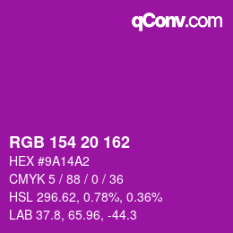 Code couleur: RGB 154 20 162 | qconv.com