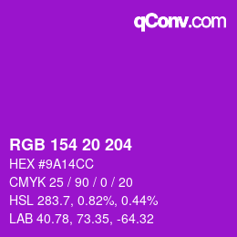 Color code: RGB 154 20 204 | qconv.com